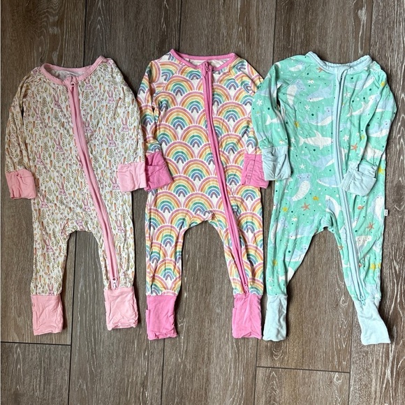 3 sets of bamboo pajamas; Little Sleepies, Caden Lane and Stitchy Fish - Picture 1 of 12